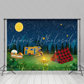 Fake Campfire Starry Night Happy Camper Backdrop For Classroom Party